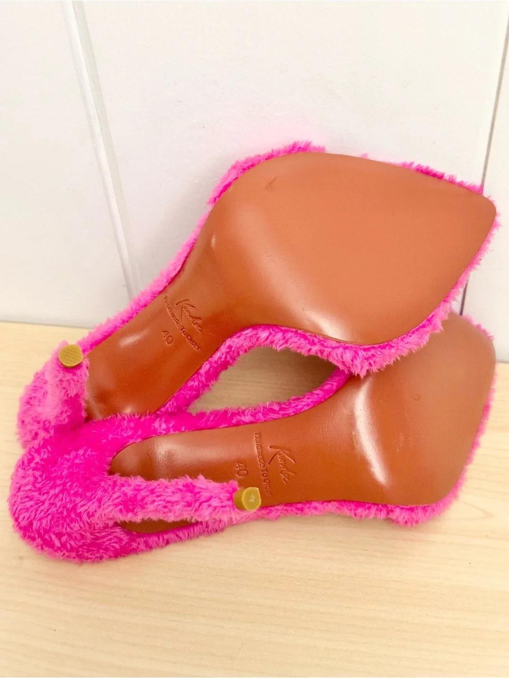 Kandee Legally Pink Towelling Mules Size 40